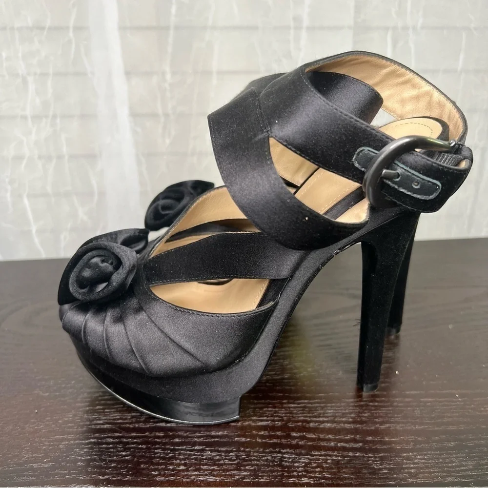 Joan & David Black Satin Platform Shoe  7.5